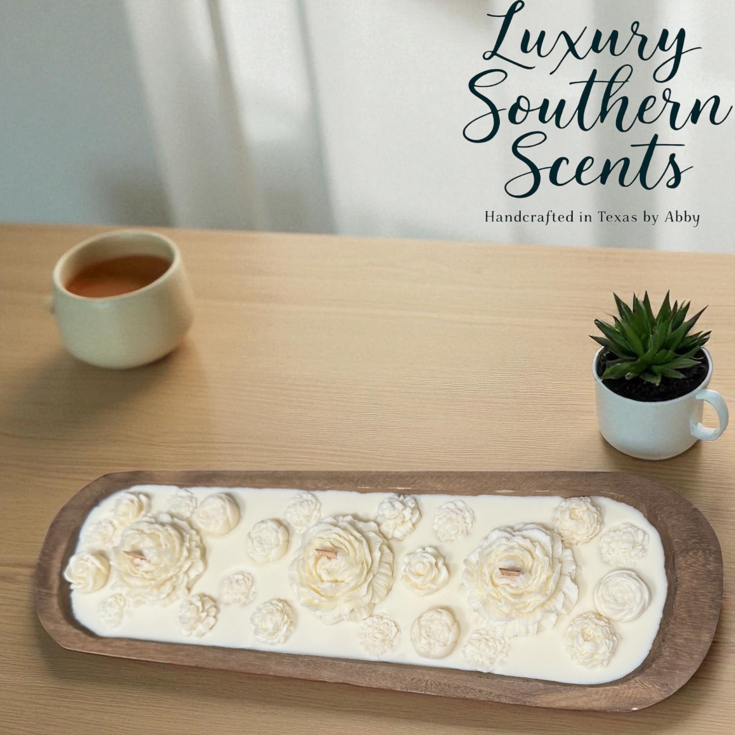 Wooden Dough Bowl Candles