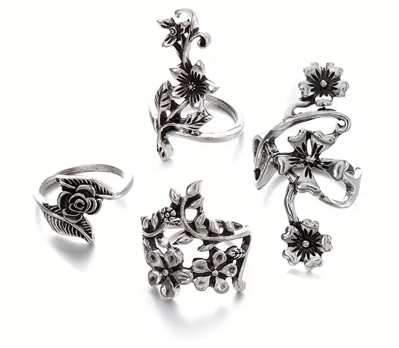 4 pc Flower rings