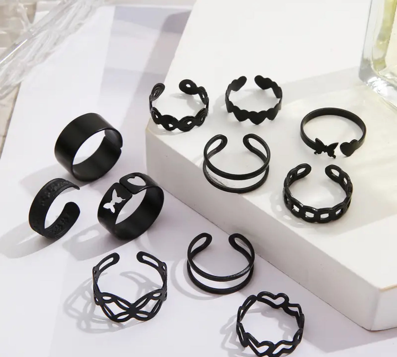 11 pc Black stackable rings