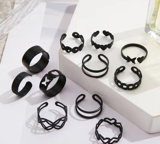 11 pc Black stackable rings